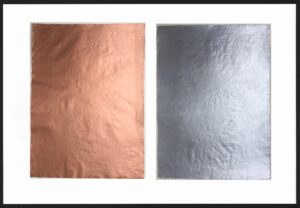 color field painting gold and silver