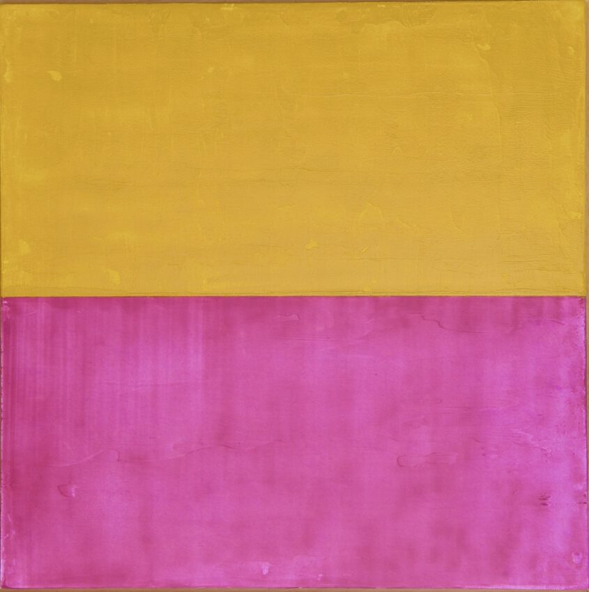 Color field painting yellow and magenta